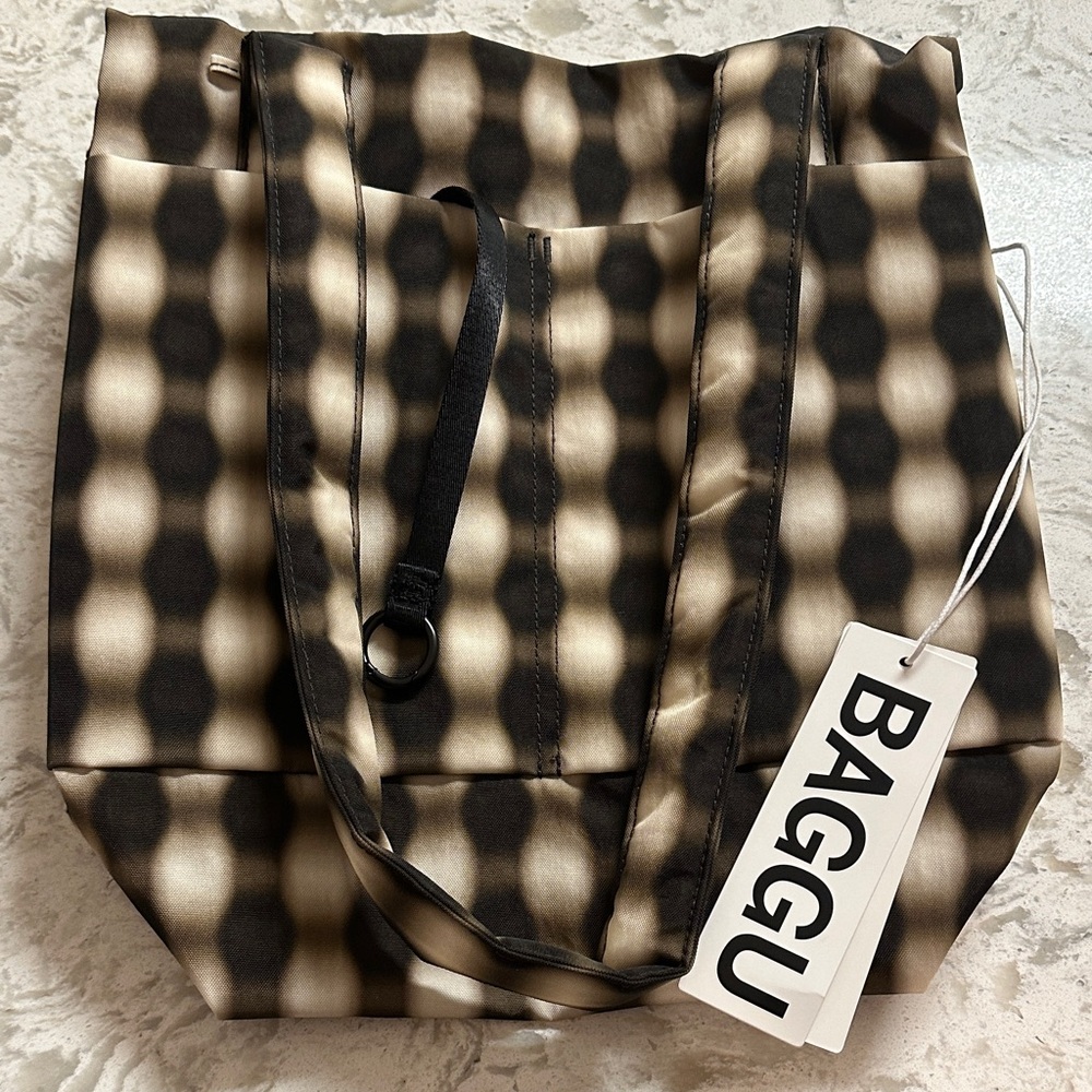 Baggu Everyday Cloud Bag Blurred Gingham Brown